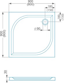 Roltechnik Outlet Štvorcová sprchová vanička iCAST SQUARE z liateho mramoru ROTH-Variant: rozmery: 80x80 cm - (iCAST_SQUARE_80x80 - 8000221)