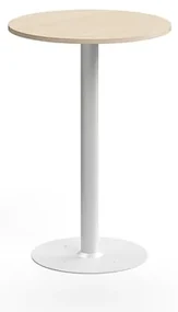Barový stôl ALVA, Ø700x1000 mm, s kotvením do zeme, HPL, biela/breza