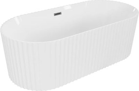 Mexen Paola voľne stojaca ryhovaná vaňa 150x75 cm, biela lesk, Gun Gray