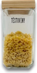 5Five® 2. akosť - Sklenená pevná dóza hranatá s dreveným vekom, 2l KWADR