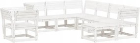 vidaXL 8-dielna sedacia súprava do záhrady, biela, masívne borovicové drevo