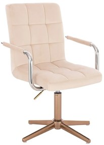 LuxuryForm DESIGN Stolička VERONA VELUR na zlatom kríži - krémová