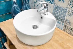 Invena Granada, okrúhle umývadlo na dosku 470x470x155 mm, biela, INV-CE-45-001-W