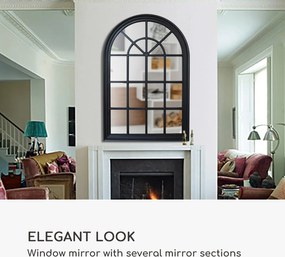 Casa Chic Savile, francúzske zrkadlo vo vzhľade okna, drevený rám, 120 x 80 cm