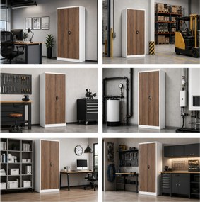 Kancelárska skriňa na dokumenty biela / orech: Eco Design JAN 900 x 1850 x 400 mm