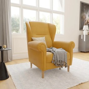 Žlté kreslo ušiak Swan – Ropez