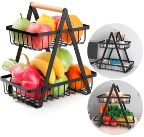 Poschodový košík na ovocie Pulos II čierny