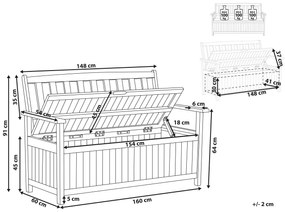 Záhradná lavička z akáciového dreva s úložným priestorom 160 cm SOVANA Beliani