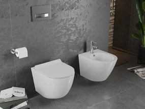 Mexen LENA Rimless, závesná WC misa so sedátkom pomaly-padajúcim SLIM, 48 x 36 cm, biela, 30224000