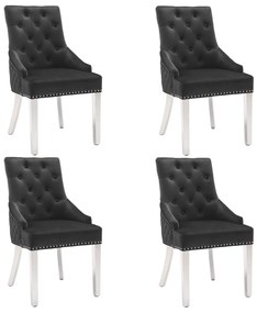 Jedálenské stoličky 4 ks čierne zamatové 3080229