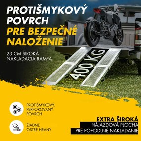 Nájazdové rampy na auto DRIVE, sklápateľné, sada 2ks, max 400 kg, 160cm, strieborná Jurhan