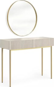 Toaletný stolík Nicole so zrkadlom 80 cm - kašmírová / zlatá