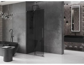 Mexen Velar, sprchová zástena s posuvnými dverami Walk-in 85 x 200 cm, 8mm šedé sklo, grafit brúsený, 871-085-000-43-66