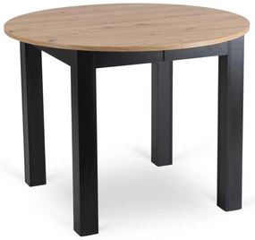Rozkladací jedálenský stôl Hernando (dub artisan + čierna) (pre 4-6 osôb). Akcia -16%. Vlastná spoľahlivá doprava až k Vám domov. 1119021
