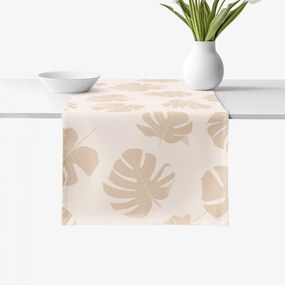 Goldea behúň na stôl 100% bavlnené plátno - tropické listy na béžovom 35x140 cm
