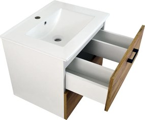Comodo Kúpeľňová skrinka s keramickým umývadlom Agria NEW W 60 - biela/zlatý dub