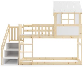 Posteľ ANTRESOLA 200×90 cm so schodíkmi a strieškou – borovica