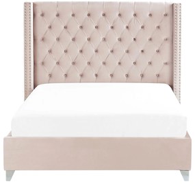 Zamatová posteľ 160 x 200 cm ružová LUBBON Beliani