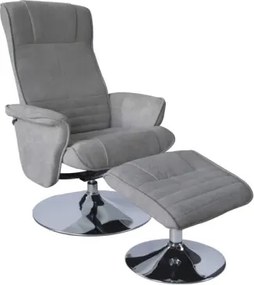 Kreslo s podnožkou Connor, polohovateľné, šedá látka%