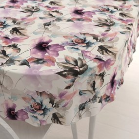 Biante Zamatový oválny obrus Tamara TMR-050 Abstraktné fialové kvety na smotanovom 80x120 cm