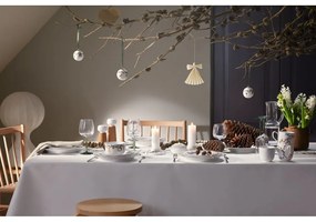 Mlynček z dubového dreva na korenie s bielym detailom z porcelánu Kähler Design Hammershoi, výška 17,5 cm