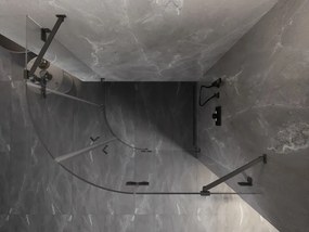 Mexen Lunar, pravý polkruhový sprchový kút 100 x 90 cm, 8mm číre sklo, grafitový profil, 833-100P-090L-95-00