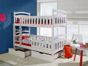 Detská poschodová posteľ z masívu borovice DOMINIK II so zásuvkami - 200x90 cm - prírodná borovica