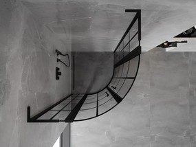 Mexen Mist L, štvrťkruhový sprchový kút s 2-krídlovými dverami, 80 x 80 cm, 8mm číre sklo, čierny profil, 8A32L-080-080-70-77