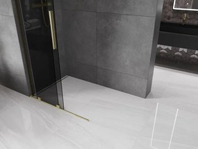 Mexen Velar L, posuvná sprchová zástena Walk-in 100 x 200 cm, 8mm šedé sklo, zlatá matná, 871-100-003-43-55