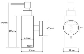 SAPHO XS100 X-Steel dávkovač mydla 150 ml, brúsená nehrdzavejúca oceľ, 230 ml