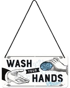 Plechová ceduľa Wash Your Hands, (20 x 10 cm)
