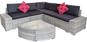 Rohová ratanová súprava Avenberg AZURE - šedá / čierna