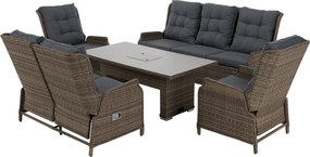 Záhradný 5-dielny ratanový set, hnedosivá/sivá, BRONTE
