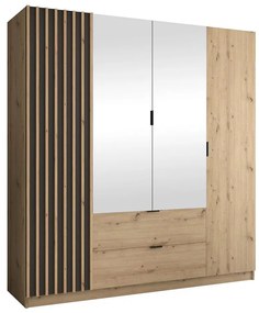 Šatníková skriňa so zrkadlom VISTA 200x215 cm dub artisan/grafit