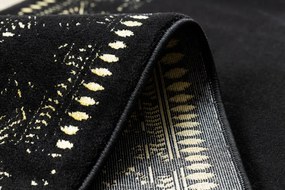 Dywany Łuszczów, Behúň Gloss 408C 86 geometric black/gold, 80x300, čierna, obývacia izba
