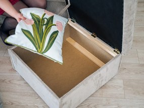 Krémový taburet SMART COSARO s úložným priestorom 65x65 cm