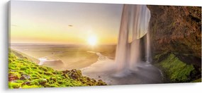 Obraz - Seljalandsfoss spoza vnútra jaskyne (120x50 cm)