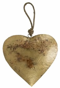 Dekorácie závesné zlaté retro srdce na povrázku - 24 * 13 * 13cm