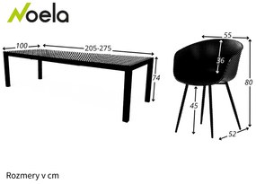 Noela Záhradný jedálenský set Grande Pasto + 10x stolička Rikke