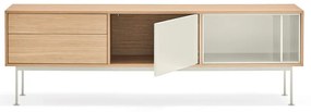 Krémovobiela TV komoda v dubovom dekore Teulat Yoko