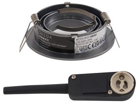 Sada 6 moderných zapustených bodových svetiel Gunmetal GU10 50 mm okrúhle, naklápacie - Rondoo