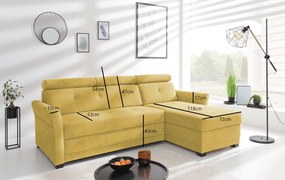 Rohová sedacia súprava Harris, žltá karí látka, pravý roh
