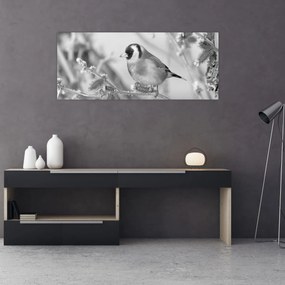 Obraz - Vtáčik v zime (120x50 cm)