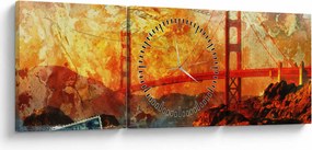 Obraz - Golden Gate, San Francisco, Kalifornia (s hodinami) (90x30 cm)