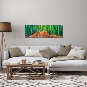 Obraz - Japonský bambusový les (s hodinami) (90x30 cm)