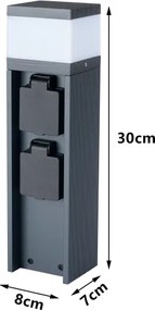 BRILAGI -Vonkajšie svietidlo s 2 zásuvkami SCHUKO PILLAR 1xG9/11W/230V IP44 antracitové