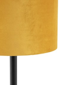 Stolná lampa Art Deco čierna so žltým tienidlom 25 cm - Simplo