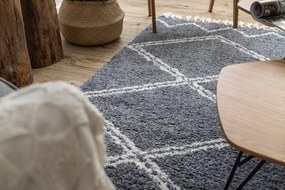 Koberec BERBER ASILA B5970, sivo - biely, strapce, Maroko Shaggy