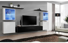 Obývacia stena Switch Sklo +LED XIV Biely/čierna