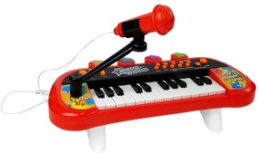 LEAN TOYS Detské klávesy s mikrofónom 24 klávesov  červené